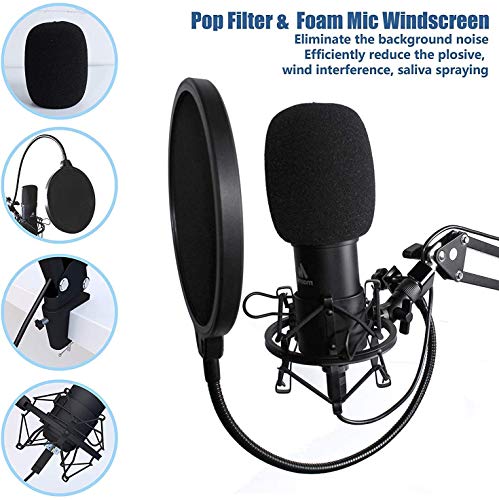 MAONO Microphone with Studio Headphone Set 192kHz/24bit Vocal Condenser Cardioid Podcast Mic Compatible with Mac and Windows, YouTube, Gaming, Live Streaming, Voice-Over (AU-A04H)