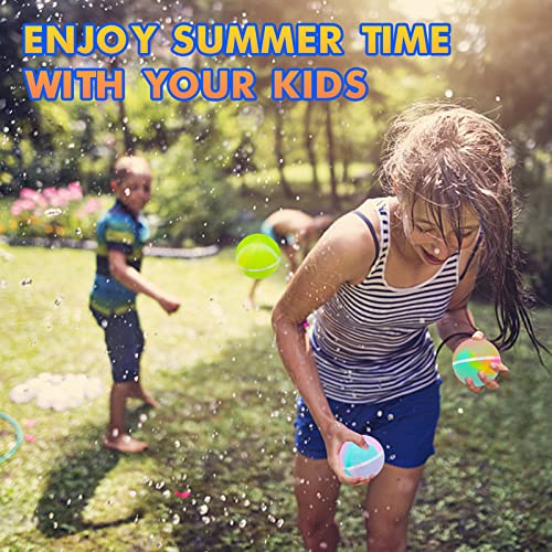 12 PCS Reusable Water Balloons Tie-dye, Soft Silicone Quick Fill Balloons Splash Fun,Outdoor Backyard Summer Party Easy Quick Fun Water Fight Game for Swimming Pool, Summer Party Gift Pool