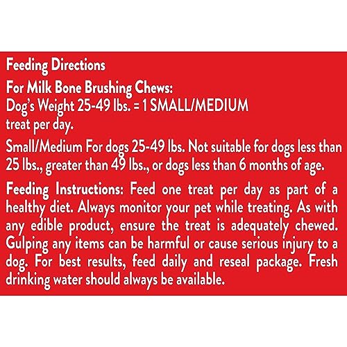 Milk-Bone Original Brushing Chews, 25 Small/Medium Daily Dental Dog Treats Scrubbing Action Helps Clean Teeth