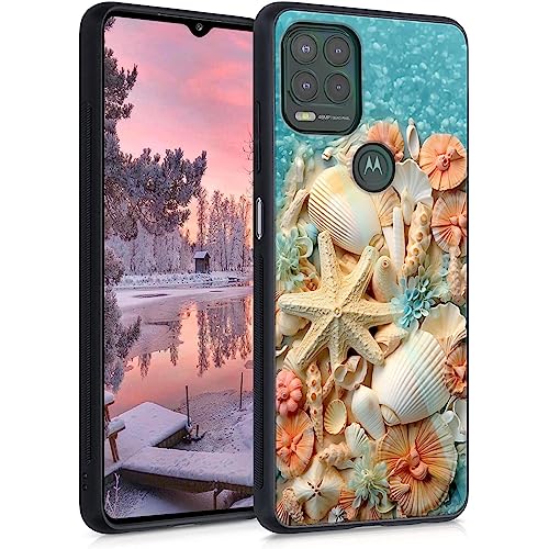 DSRGRGFDJ Designed for Motorola Moto G Stylus 5G 2021 6.8" Case,Plexiglass Back Cover+Soft Silicone TPU Bumper Shockproof Anti-Skid Protective Case,(Conch Seashells Starfish)