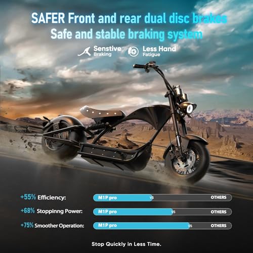 eAhora 4000W M1P Pro (2025 Upgrade) 50MPH Electric Motorcycle, 60V 42ah Battery, 55 Miles Range, Dual Suspension Dual Hydraulic Brakes,Street Legal