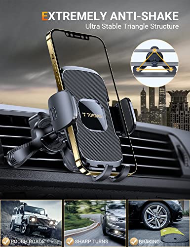 TORRAS Phone Holder for Car [Horizontal & Vertical & Circle Friendly] Universal Stable Car Phone Mount Air Vent Holder Cradle Case Friendly Fits for iPhone 14 13 pro max Samsung S22 Ultra Smartphone