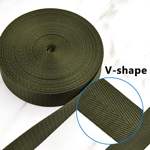 MELORDY 1 inch Buckles Straps Set with 10 Yards Nylon Webbing, 10 pcs Quick Side Release Plastic Buckle, 20 pcs Tri-glide Slide Clip for Luggage and Backpack Replacement (Army Green)