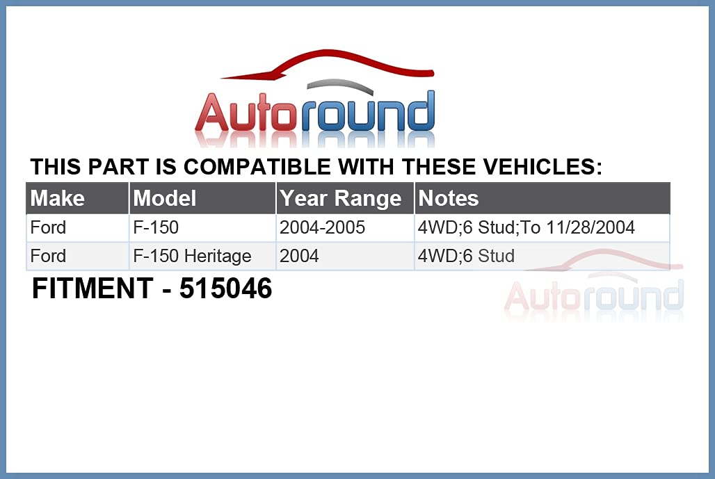 Autoround 515046 4WD Front Wheel Hub and Bearing Assembly fit for 4x4 Ford F-150 2004 2005 6 Lug w/ABS