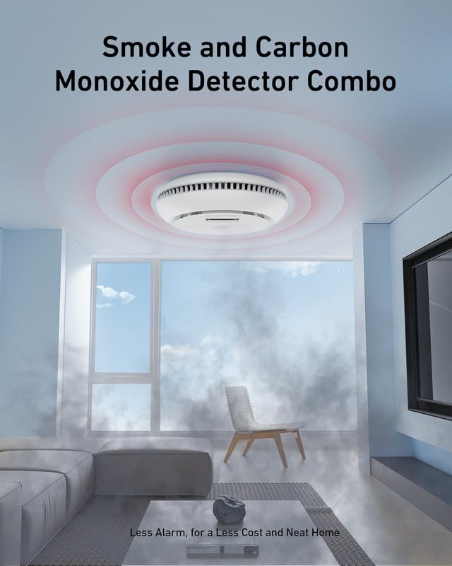 SITERWELL Smoke and Carbon Monoxide Detector Combination Alarms with LCD Display, Conforms to UL 217 & UL 2034 Standards, Wireless Interconnected Smoke Detector Carbon Monoxide Detector Combo, 3 Pack