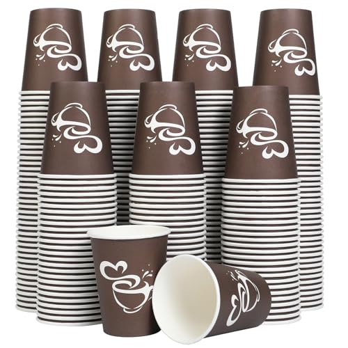 Clawsoff 100 Count 12 oz Paper Coffee Cups, Disposable Drinking Cups for Hot or Cold Beverage, 12 ounce Brown Coffee Cups for Party, Business, Travel, Picnic