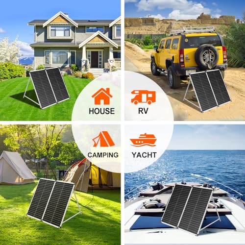 DOKIO Portable Foldable 100W 18v Solar Suitcase Monocrystalline, Folding Solar Panel Kit with Controller to Charge 12 Volts Batteries (AGM Lead/Acid Types Vented Gel) RV Camping Boat