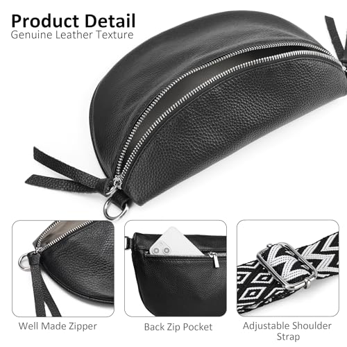 befen Small Genuine Leather Waist Pack for Women, Crossbody Bag Belt Bag Fanny Packs with Adjustable Strap-Cognac Brown