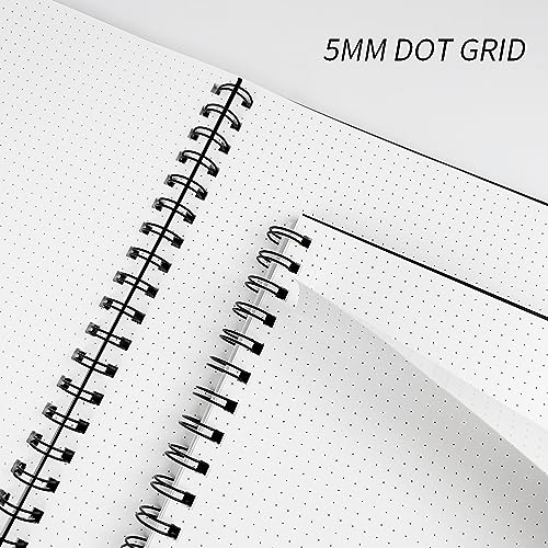 Rinrda Dotted Journal Spiral Notebook 8.5" x 11"-4 Pack Dot Grid Notebook Hardcover Notebook 120 Pages 100 GSM Thick Dotted Paper Notebook Hardcover Journal for School, Office, Artist