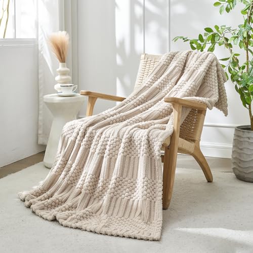 lifein Fall Throw Blanket for Couch-Soft Boho Bed Throw Blanket,Beige Fleece Cozy Blanket for Autumn,Cute Tan Fluffy Lightweight Blankets&Throws for Sofa,Chair,Home Decor,Woman,Man(50x60,Khaki)