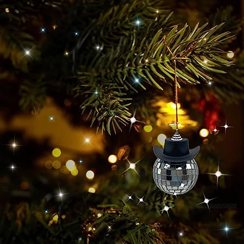 spansee Black Disco Ball Cowboy Hat Car Accessory, Mirror Ornament, Interior Accessories