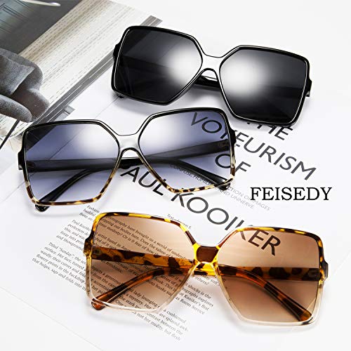 FEISEDY Oversized Butterfly Sunglasses Women Men Square Designer Style B2509