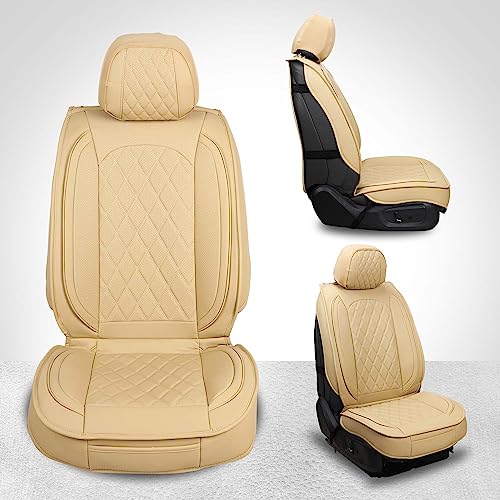 MIROZO Leather Car Seat Covers Full Set,Waterproof Automotive Seat Covers Universal Vehicle Seat Covers for Most Sedan SUV Pick-up Truck, Beige