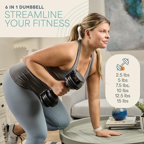 Lifepro Adjustable Dumbbells - 15Lb 25Lb 43Lb 55Lb 90Lb 6in1 Adjustable Weight, Compact Quick Dumbbells set/single for Full Body Exercise & Fitness Home Gym
