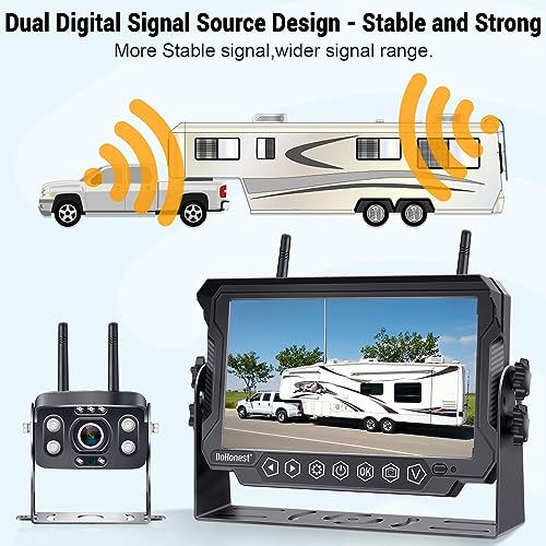 RV Backup Camera Wireless Easy Setup: for Furrion Pre-Wired Mount Integrated Kit 7'' Touch Key Monitor Recording HD 1080P Aluminum Durable Trailer Camper Rear View Camera 4 Channels DoHonest S21