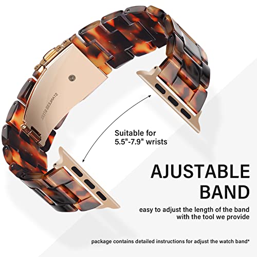 HOPO Compatible With Apple Watch Band 38mm 40mm 42mm 44mm Thin Light Resin Strap Bracelet With Stainless Steel Buckle Replacement For iWatch Series Ultra 9 8 7 6 5 4 3 2 1 SE(Cow