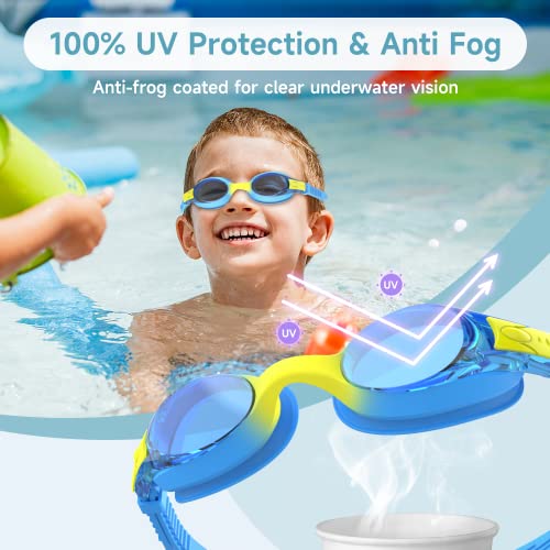 findway Kids Swim Goggles, Kids Swimming Goggles Anti-fog No Leaking Girls Boys for Age 3-14