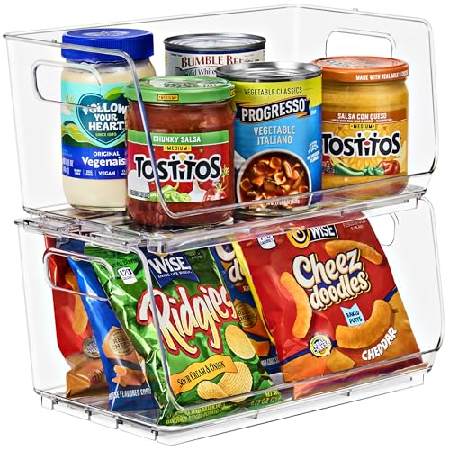 Sorbus Stackable Storage Bins Open Front - Clear Stackable Storage Bins - Pantry Bins for Storage and Organization - Acrylic Stackable Bins for Kitchen - Clear Pantry Organizer Bins (Small 2 Pack)