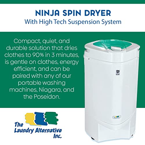 The Laundry Alternative Ninja Spin Dryer - Portable Dryer for Clothes - Spin Dryer for Clothes, with 3200 RPM with High Tech Suspension System - Portable Spin Dryer for Apartments, RV Travel - Emerald