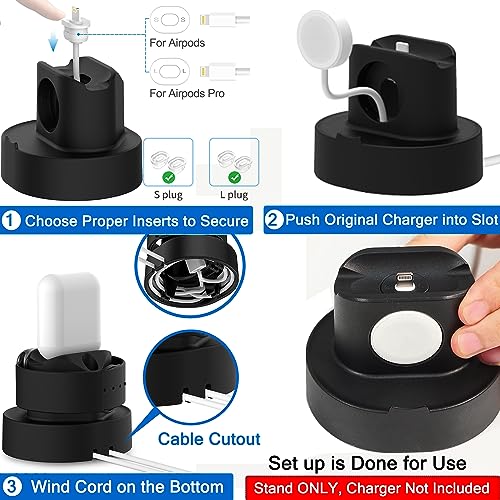 SOKUSIN Stand for Apple Watch Charger - iWatch AirPod 2 in 1 Charging Stand Holder Dock Compatible with Apple Watch Series 10 9 8 Ultra2 Ultra SE2 SE 7 6 5 4 3 2 and AirPods 1/2/3/Pro (Black)