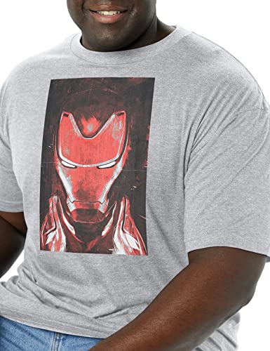 Marvel Big & Tall Red Ironman Men's Tops Short Sleeve Tee Shirt, Athletic Heather, Large