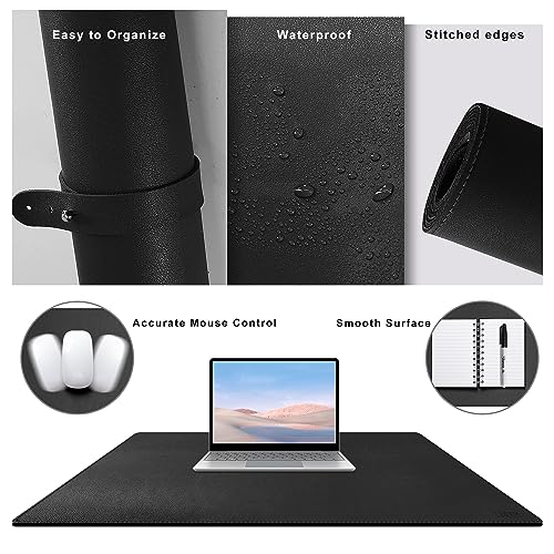 Cacoy PU Leather Office Desk Pad, 74.8x35.4 inch Meeting Table Mat, Large Modern Conference Table Mat, Training Desk Pad, Full Desk Mouse Pad for Office Conference Room and Home - Brown