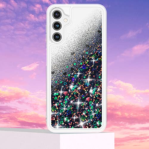 for Samsung Galaxy A14 5G Case Glitter Liquid,Galaxy A14 5G Case Bling Quicksand Sparkle Shockproof Protective Bumper Case for Samsung A14 5G 2023 Cute for Girls Women Men,Black