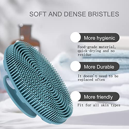 INNERNEED Food-grade Soft Silicone Body Scrubber Shower Brush, with Scalp Massager Shampoo Brush, Wet & Dry Manual Scalp Care Hair Washing (Black)