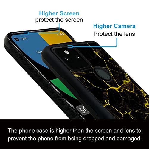 Goodsprout Compatible with iPhone 15 Plus Case,Black Yellow Marble Floor Amazing Pattern Design Shockproof Anti-Scratch Hard PC Back Case for iPhone 15 Plus