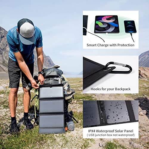 [Upgraded] BigBlue 3 USB Ports 28W Solar Charger(5V/4.8A Max), Portable SunPower Solar Panel for Camping, IPX4 Waterproof, Compatible with iPhone 11/XS/XS Max/XR/X/8/7, iPad, Samsung Galaxy LG etc.