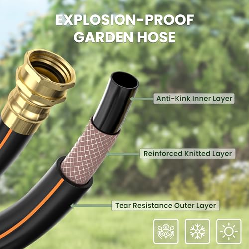 Giraffe Tools Retractable Hose Reel 1/2 Inch x 82FT,Heavy Duty Ground Mount Garden Hose Reel, Automatic Rewind, Any Length Lock, with 9-Function Sprayer Nozzle & Flexible Swivel Base