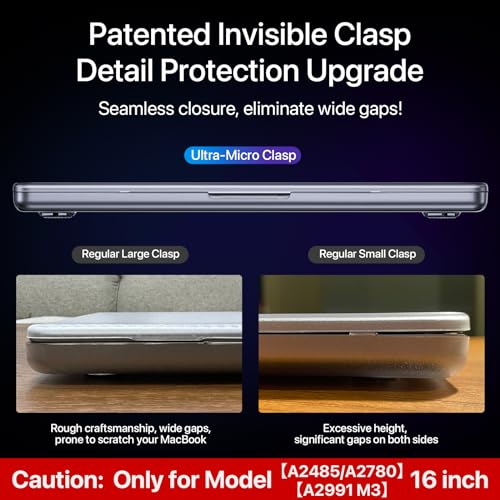 Soonjet Invisible Armor for MacBook Pro 16 inch Case 2023-2021 M3 Pro/Max A2991 M2 A2780 M1 A2485 Same as Bare Device [Scientific Slim] Protective Hard Shell Case Cover for Laptop - Matte Clear