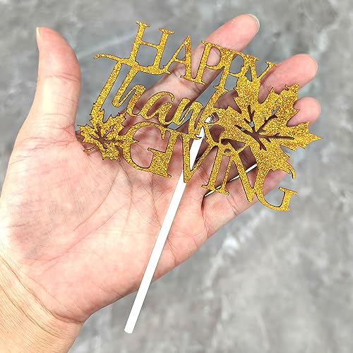 Fall Thanksgiving Day Cake Topper Happy Thanksgiving Day Cake Topper Fall Maple Leaf Cake topper Orange Cake Decorative Party Cake Decoration for Thanksgiving Day