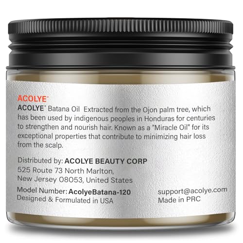 Acolye Raw Batana Oil for Hair Growth: Natural Unrefined Batana Hair Mask for Nourishes Dry Damaged Strengthens Hair Resilience Men Women (red, 4.23)