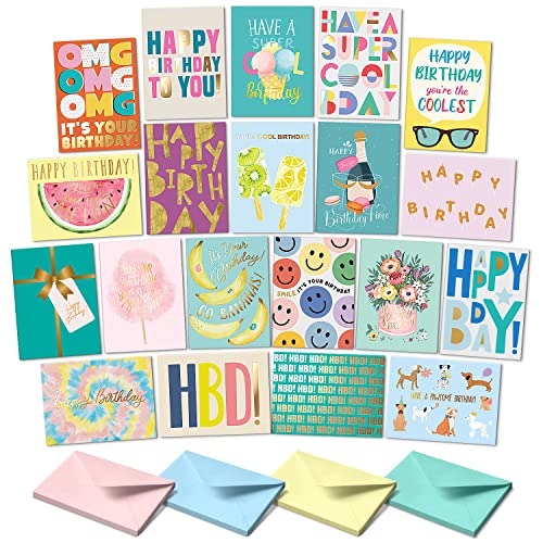 Sweetzer & Orange Birthday Happy Birthday Cards with Envelopes and Assortment Box. Variety Set of 20 Assorted Birthday Cards with Envelopes, Bulk Greeting Cards Assortment