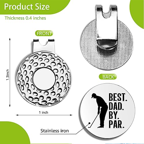 Pishovi Best Dad by Par Funny Golf Ball Markers, Magnetic Golf Ball Markers with Hat Clip, Divot Tools, Men Golf Accessories, Birthday Retirement Golf Gifts for Dad, Husband, Grandpa, Golf Lover