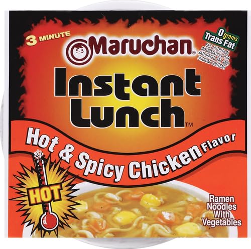 Maruchan Instant Lunch Hot & Spicy Chicken, Ramen Noodle Soup, Microwaveable Meal, 2.25 Oz, 12 Count