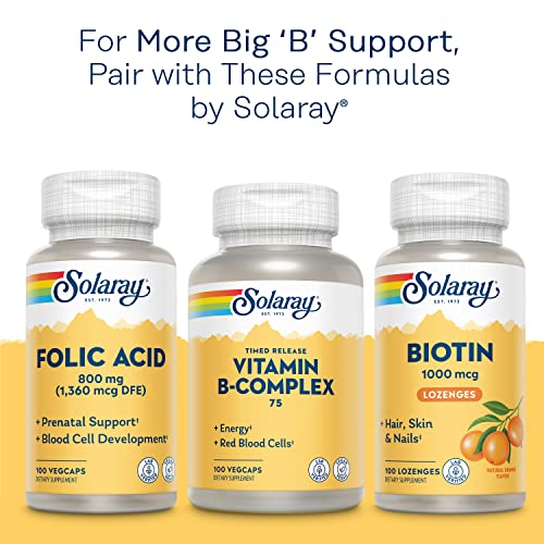 Solaray Vitamin B-12 2000 mcg No Sugar, Natural Cherry Flavor Healthy Energy & Red Blood Cell Support 90 Lozenges