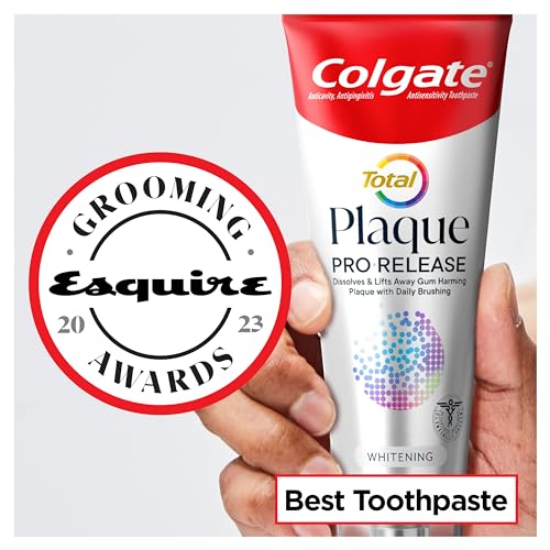 Colgate Total Plaque Pro Release Whitening Toothpaste, Whitening Anticavity Toothpaste, Helps Reduce Plaque and Whitens Teeth, 1 Pack, 3.0 Oz Tube