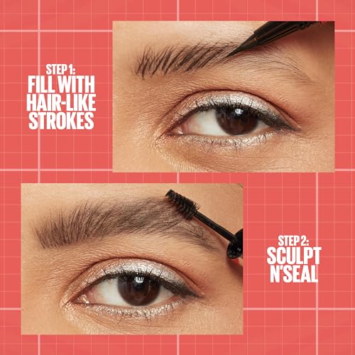 Maybelline Build-A-Brow 2-in-1 Brow Pen and Sealing Brow Gel, Eyebrow Makeup for Real-Looking, Fuller Eyebrows, Blonde, 1 Count