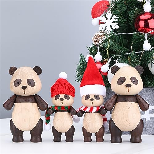 suruim Adorable Wooden Panda Statue Creative Cute Solid Wood Panda Doll Crafts Ornaments Charming Modern Doll for Jewelry, Decoration, and Gift-Giving (Panda-l)