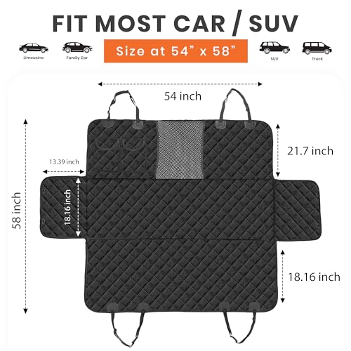 Utopia Home 100% Waterproof Dog Car Seat Cover, Hammock 600D Heavy Duty Non Slip Scratch Proof Durable Back Seat Pet Cover for Cars, Trucks and SUVs (54 W x 58 L Inches, Black)