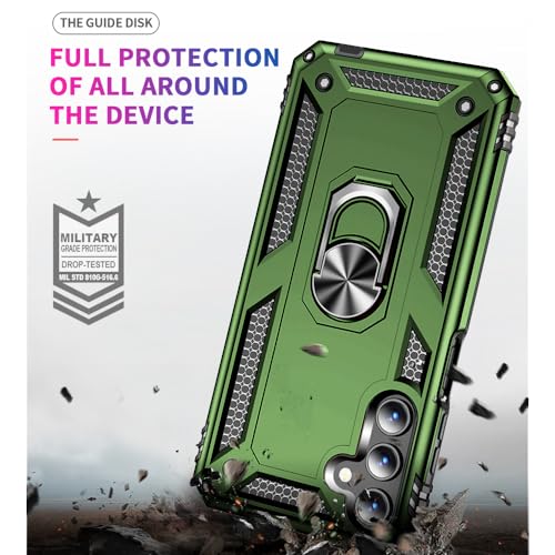 for Samsung Galaxy A15 5G Case with HD Screen Protector : Military Grade 16ft Drop Tested Ring Shockproof Protective Phone Case - Samsung Galaxy A15 ArmyGreen