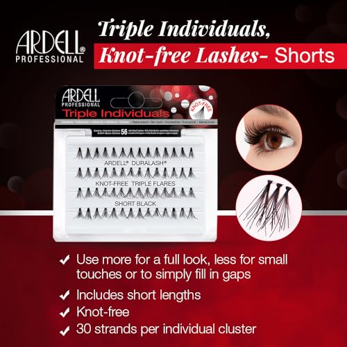 ARDELL Triple Individuals Knot-Free Short Eye Lashes, Black