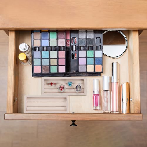 Valyria Bamboo Wood 6 Slots Round Ring Earrings Trays Showcase Display Jewelry Organizer (Round Wood)