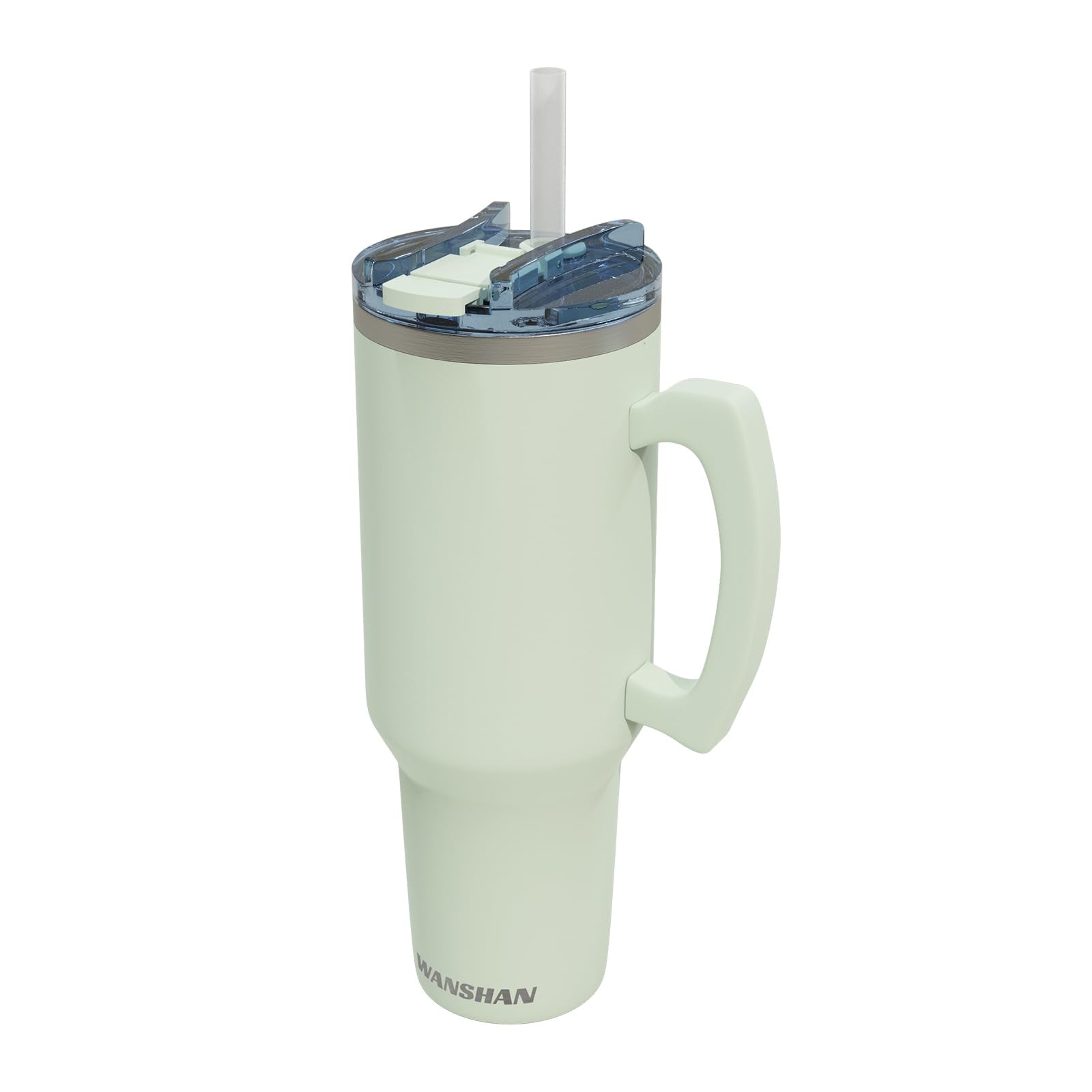 WANSHAN 40 oz Tumbler with Handle and Straw Lid - Steel water bottle Travel Mug Iced Coffee Cup, Insulated Reusable Stainless