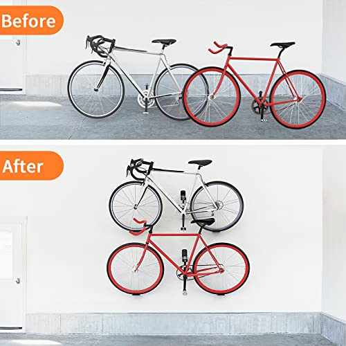WALMANN 2 Pack Bike Pedal Hanger Wall Mount, Heavy Duty Horizontal Bike Rack for Garage Wall, Bike Display Stand for Home Holds Up to 70LBS