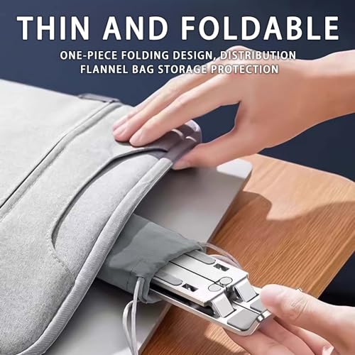 Xcdhemde® Laptop Stand, Aluminum Alloy-Laptop Stand for Desk, 6-Level Adjustable Laptop Riser, Ventilation and Heat Dissipation, Sturdy and Durable Laptop Stand, Silver(8-16” Laptop)