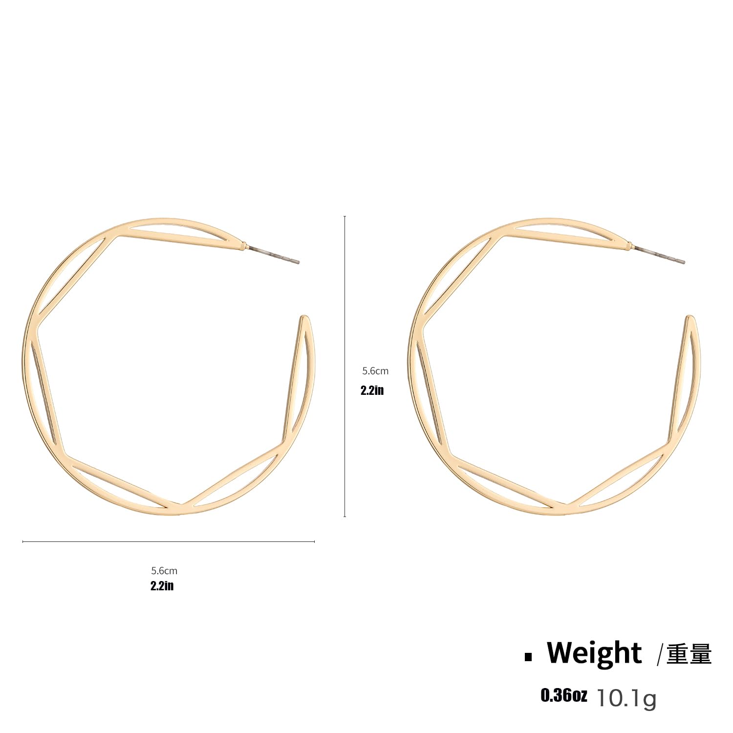 Upowka Gorgeous Gold Plated Geometric Earrings Statement Gold Hoop Earrings Great Accessory for Any Occasion