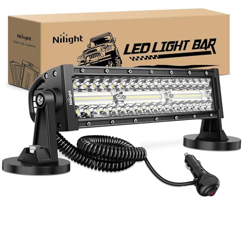 Nilight 13.5Inch 72W Curved Spot Flood Combo Led Light Bar Off Driving RoadFog Light 12V On/Off Switch 16AWG Wiring Harness Kit-1 Lead